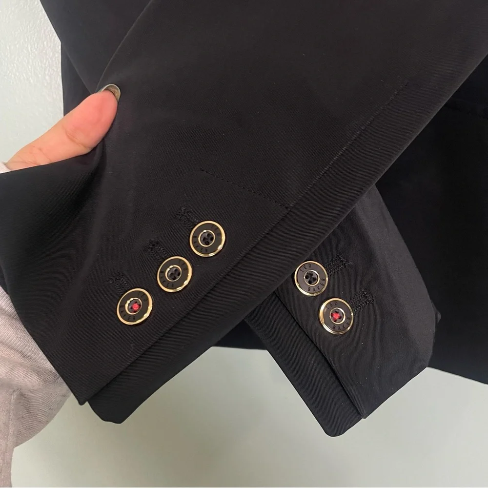 Ted Baker Working‎ Title Jacket Blazer Lined Button Closure Black Size 2